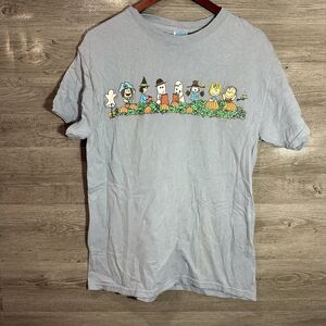 Vintage Peanuts Medium T-Shirt Charlie Brown Halloween Pumpkin Patch Blue